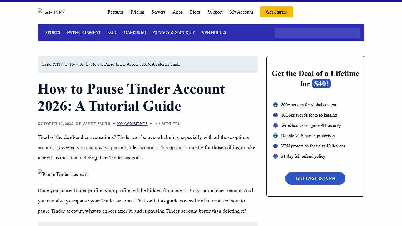 How to Pause Tinder Account 2026: A Tutorial Guide