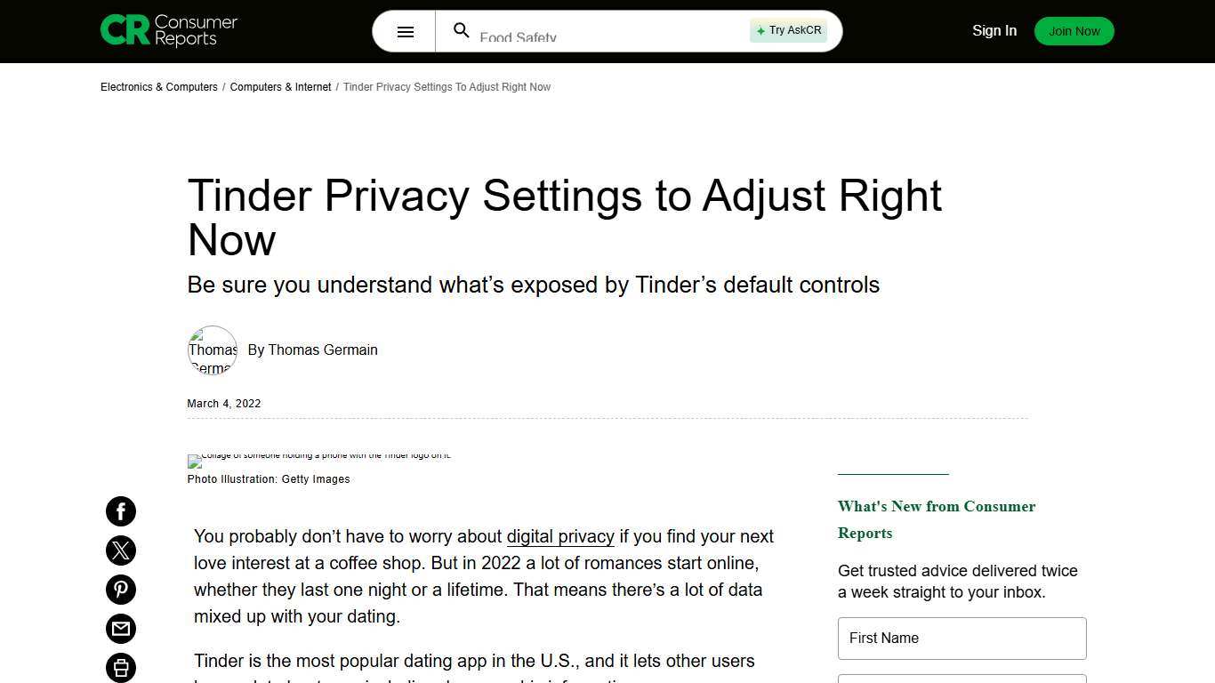 Tinder Privacy Settings to Adjust Right Now - Consumer Reports