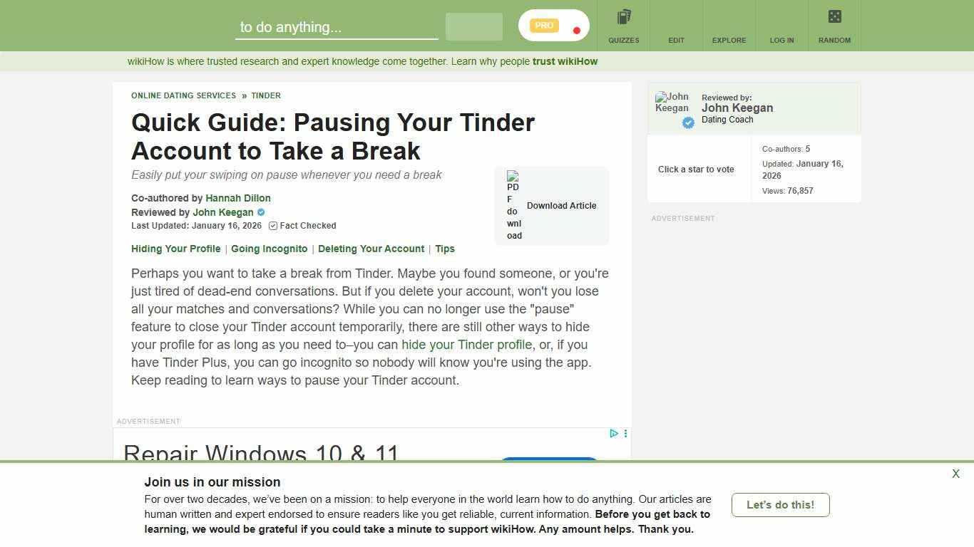 How to Pause or Hide Your Tinder Account: Quick and Easy